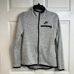 Nike Tech Knit Jacket Gray Fleece Full Zip Embroidered Logo Jacket Size S
